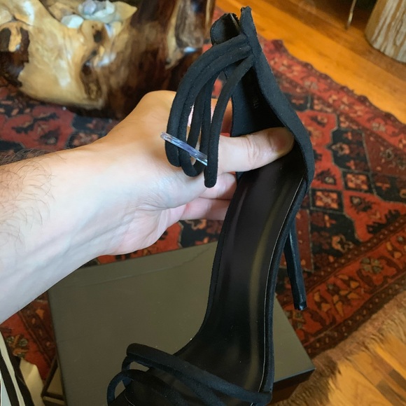 Open Toe Stilettos w/ Ankle Strap Black - Picture 3 of 6